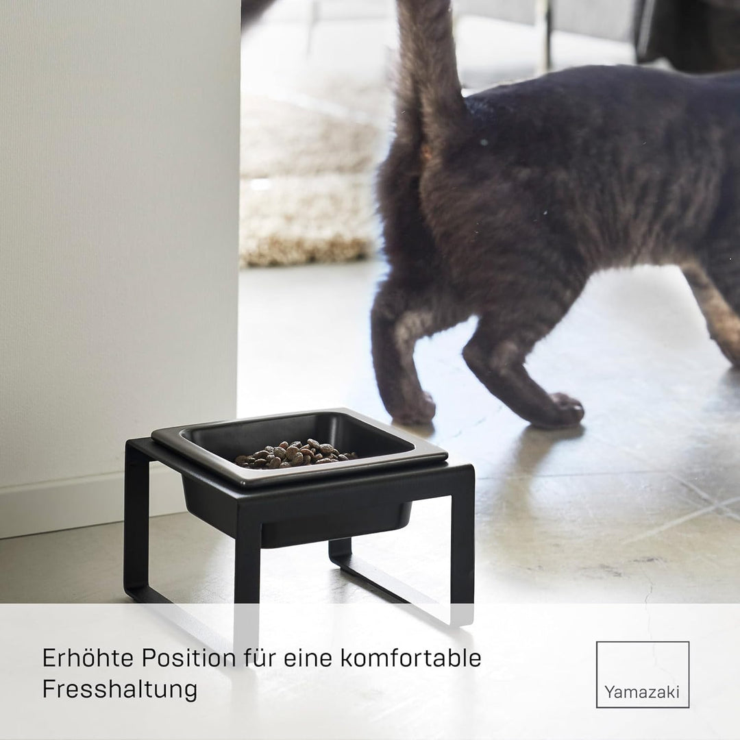 Yamazaki TOWER 5817 Futternapfständer einzeln, 300ML, Schwarz, Stahl/Keramik, Pet Food Bowl Stand, S