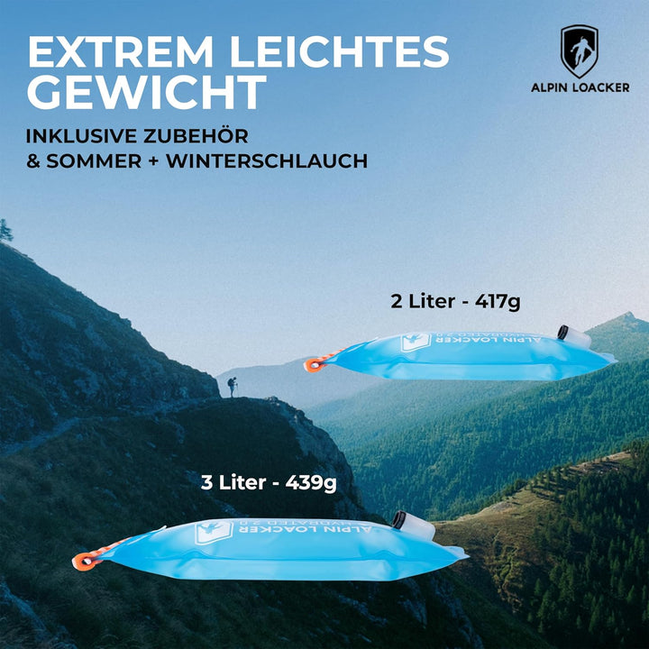 ALPIN LOACKER Outdoor Trinkblase mit Trinkschlauch für Sport und Outdoor I super leichte Wasserblase