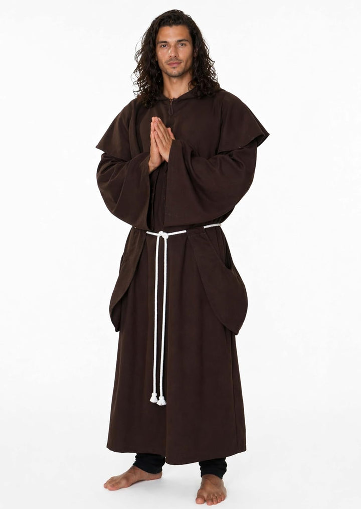 MAYLYNN 14109 - Kostüm Mönch Herren Mönchskutte Mittelalter 3-teilig braun, Grösse:M/L M-L Braun, M-