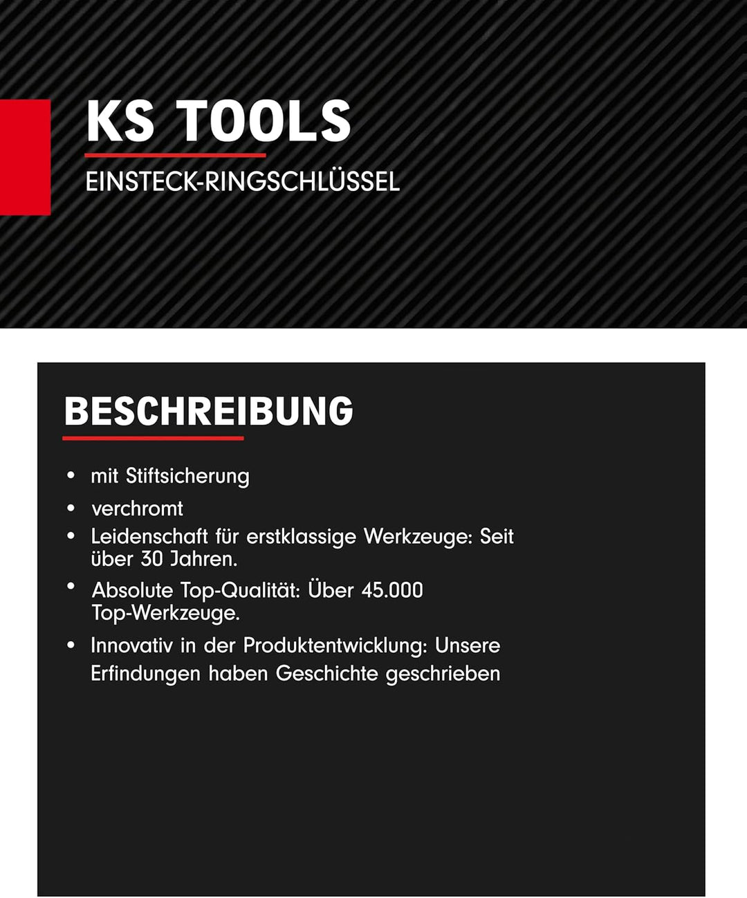 KS Tools Einsteck Ringschlüssel 9 x 12 mm 516.2321 I Verchromter Schraubenschlüssel, 12 Kant Profil