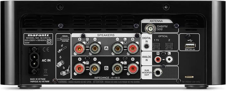 Marantz Melody (M-CR412) HiFi Anlage, CD-Player, DAB+ Radio, Bluetooth, 2 Optische TV-Eingänge, USB-