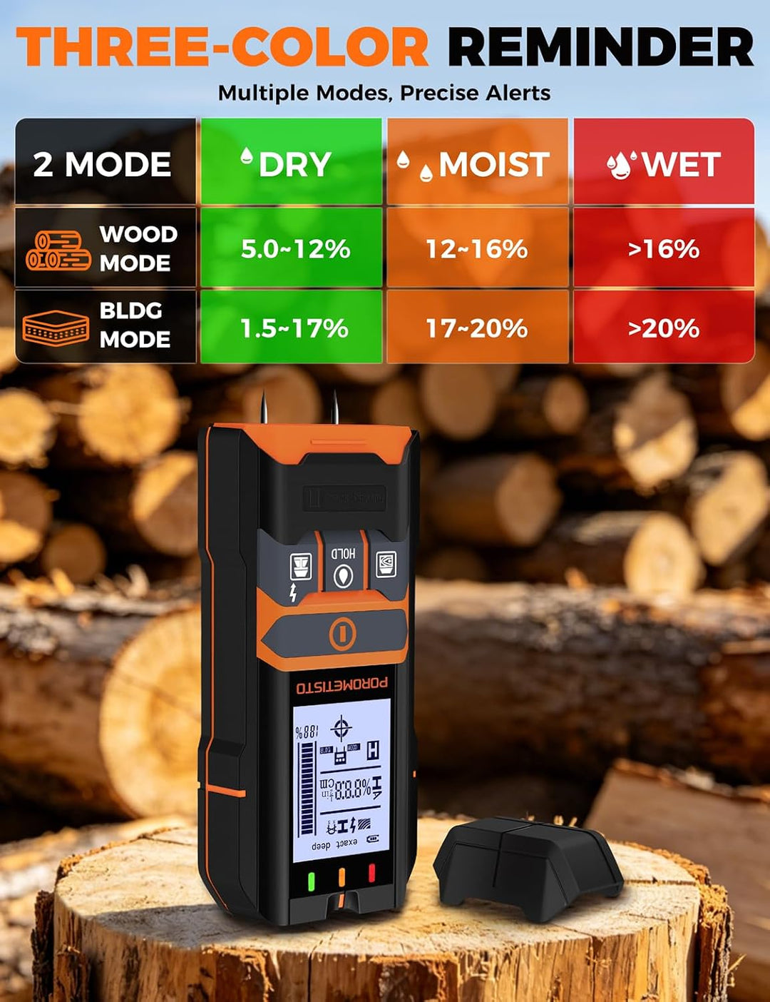 2-in-1 Stud Finder mit Feuchtemesser DSF06 für Holz, Metall, AC-Kabel | Wandscanner Metallortungsger