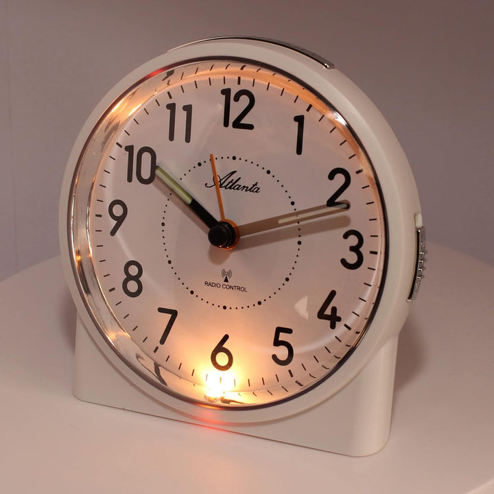 Atlanta Grosser Funkwecker Analog Licht Snooze Crescendo Zahlen - 1843/0 (Weiss), Weiss