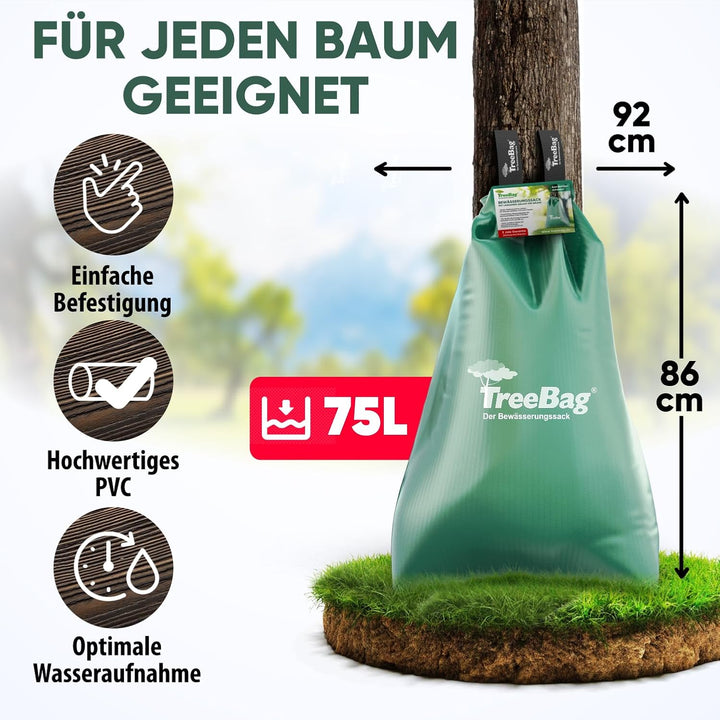 Wassersack für Bäume 5 x 75L – UV-stabiler Baumbewässerungssack aus PVC – Effektiver Bewässerungssac