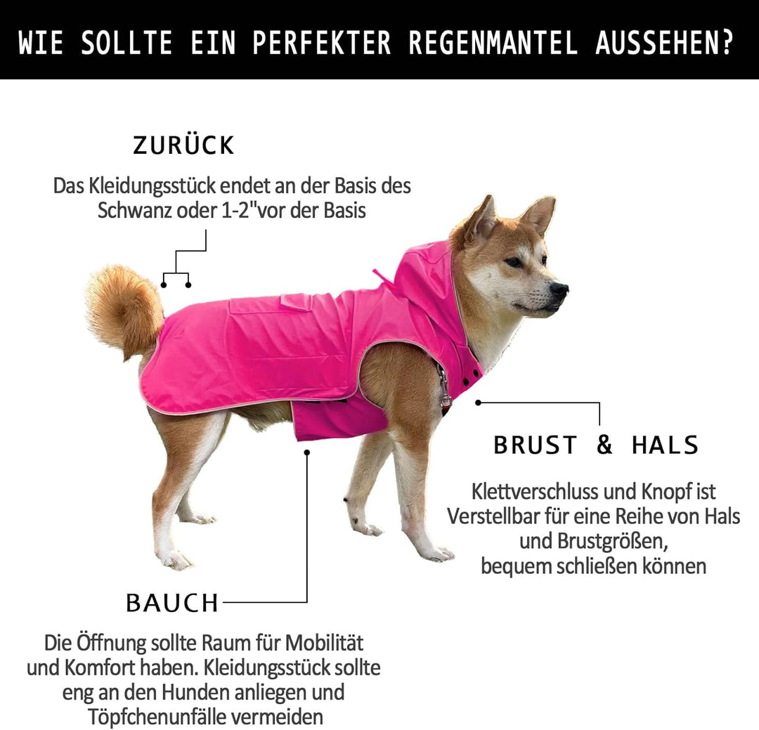 Nicht versteifend, superweicher Handgefühl Hunderegenmantel, reflektierend, verstellbar, leicht zu t