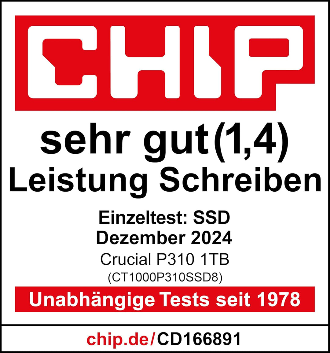 Crucial P310 SSD 1TB M.2 2280 PCIe Gen4 NVMe Interne SSD, bis 7.100 MB/s, Laptop und Desktop PC komp