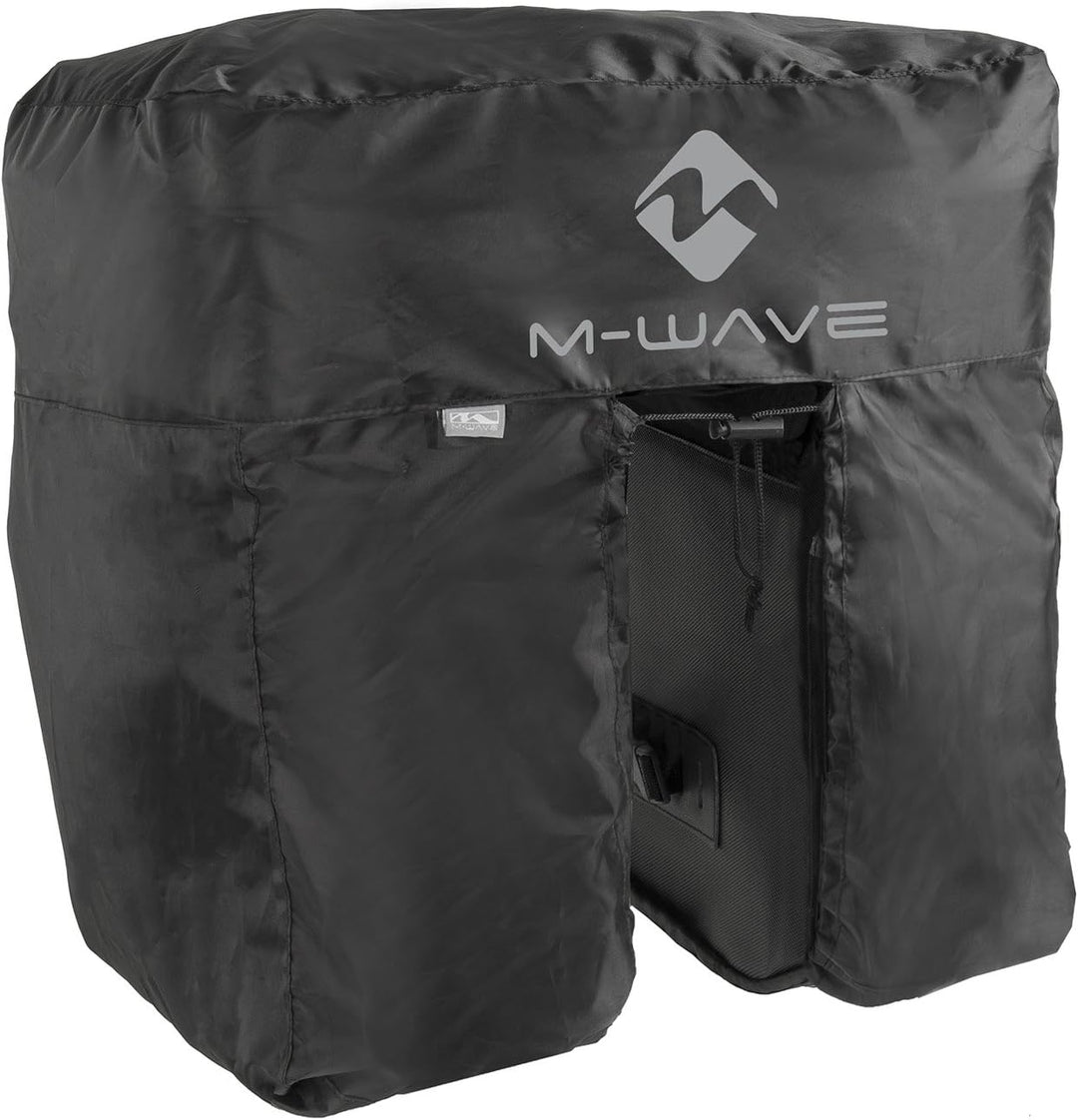 M-Wave Unisex – Erwachsene Amsterdam Double Gepäckträgertasche inkl. Regenhaube, schwarz/weiss Schwa
