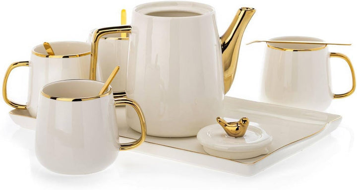 HowHomely Kaffeeservice Porzellan Teeservice 10 Stück - Tee Services Set Kaffeegeschirr für 4 Person