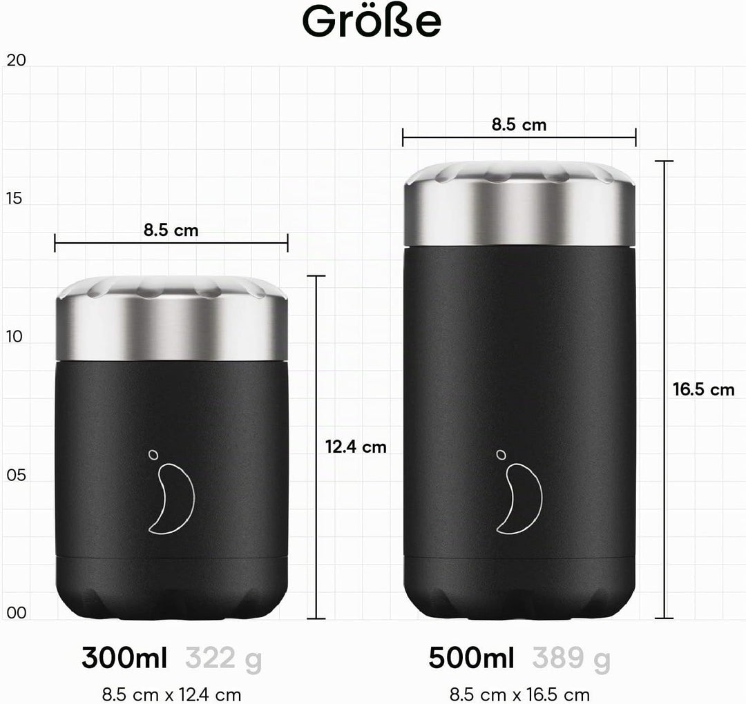 Chilly´s Unisex – Erwachsene Speisebehälter, Black, 500ml 500ml Schwarz, 500ml Schwarz