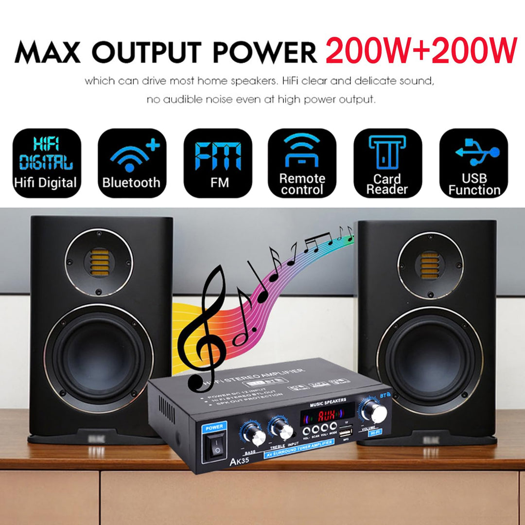 WOOPKER AK35 HiFi-Verstärker, Bluetooth 5.0 Mini Verstärker HiFi Stereo Heimkino Stereo av Receiver