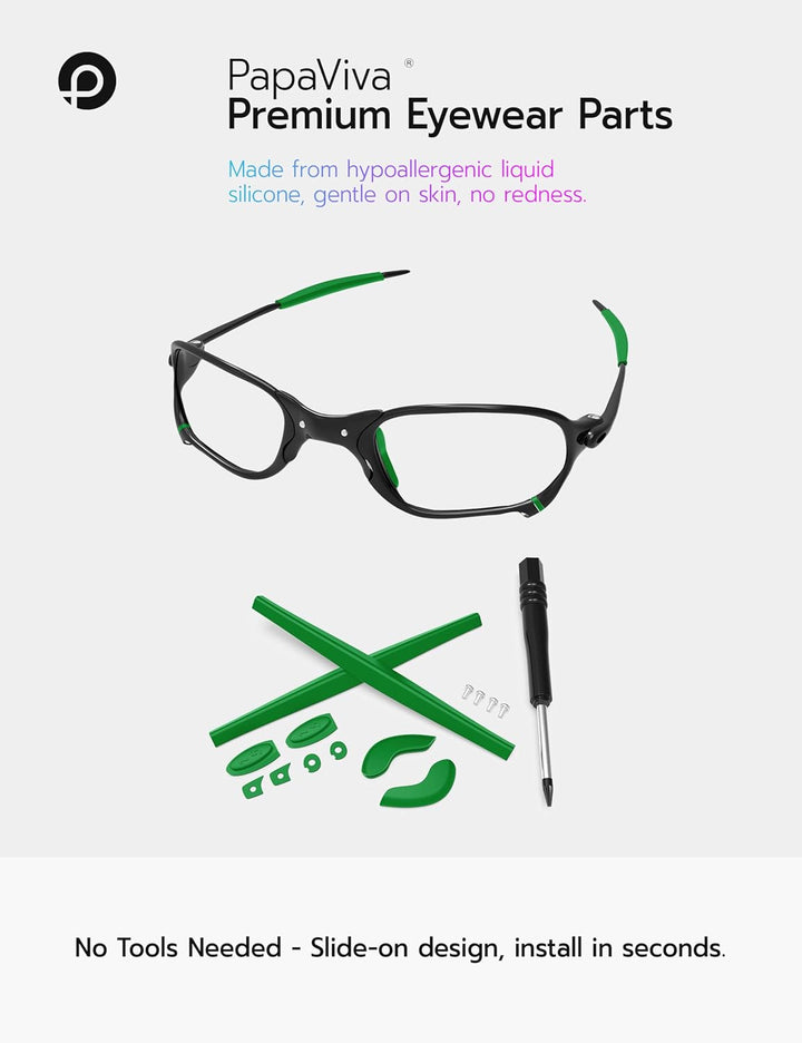 PapaViva Ersatzlinsen &amp; Gummi-Kits für for Oakley Jawbone Vented Dark Green, Dark Green
