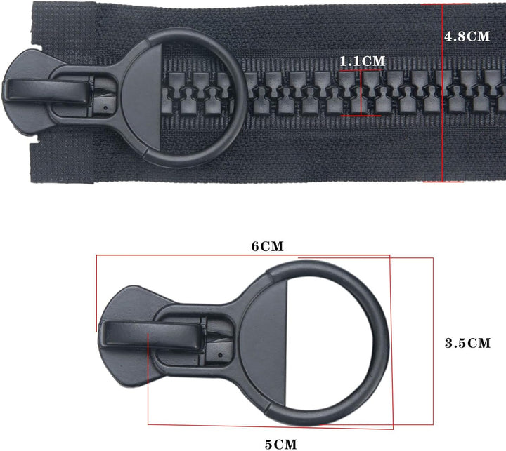 Reissverschluss Kunststoff 2 Wege 65 cm #20 grosse Teilbar Schwarze Reissverschluss für Mantel Daune