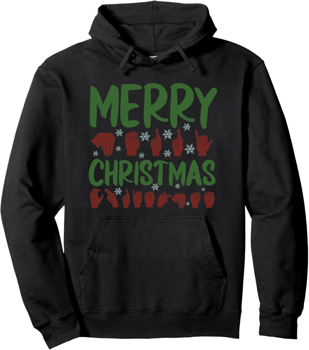 Merry Christmas Gebärdensprache für Gehörlose Pullover Hoodie