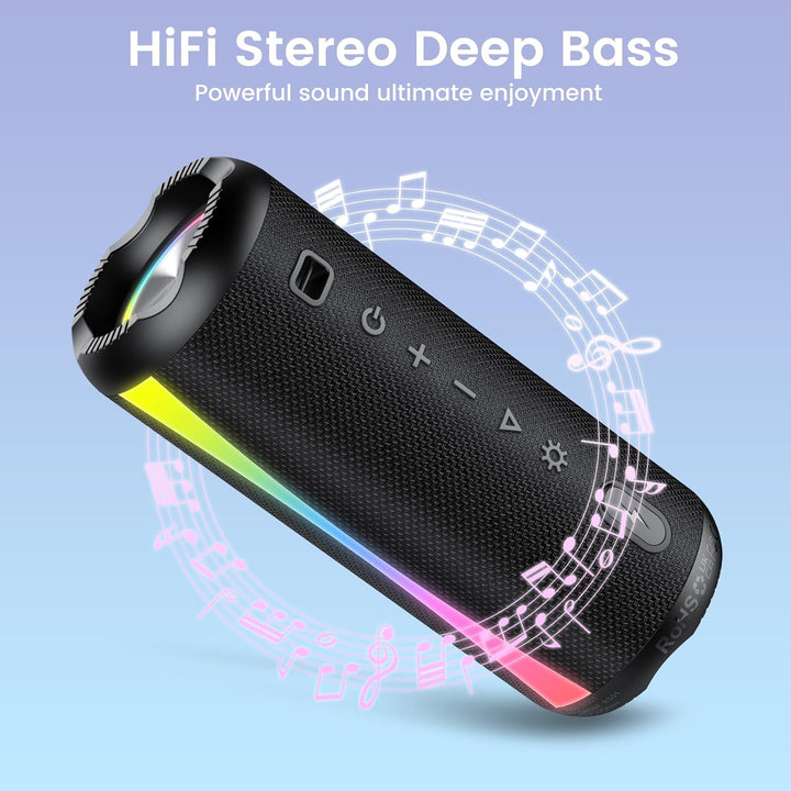Bluetooth Lautsprecher, 2026 Musikbox Bluetooth 5.4 mit RGB Lichter, Tragbarer Lautsprecher Freispre