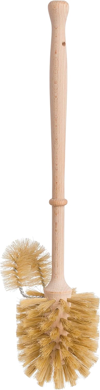 WC Bürste, Holz Klobürste mit WC Ständer aus Buchenholz, Bürste mit Randreiniger