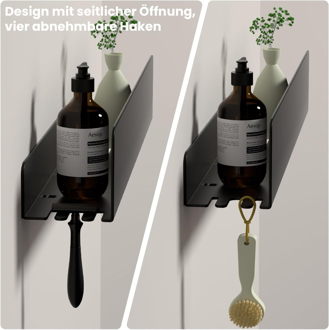 REKITA Duschablage ohne Bohren, Badezimmer Organizer 40 cm, Duschablage Edelstahl mit 4 Abnehmbaren
