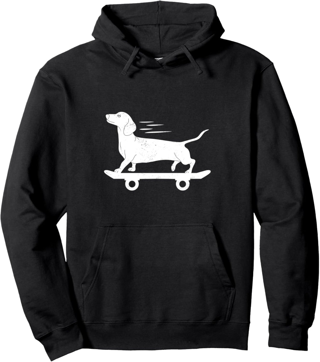 Skateboard Hund Dackel Welpe Wiener Dog Daddy Mama Pullover Hoodie