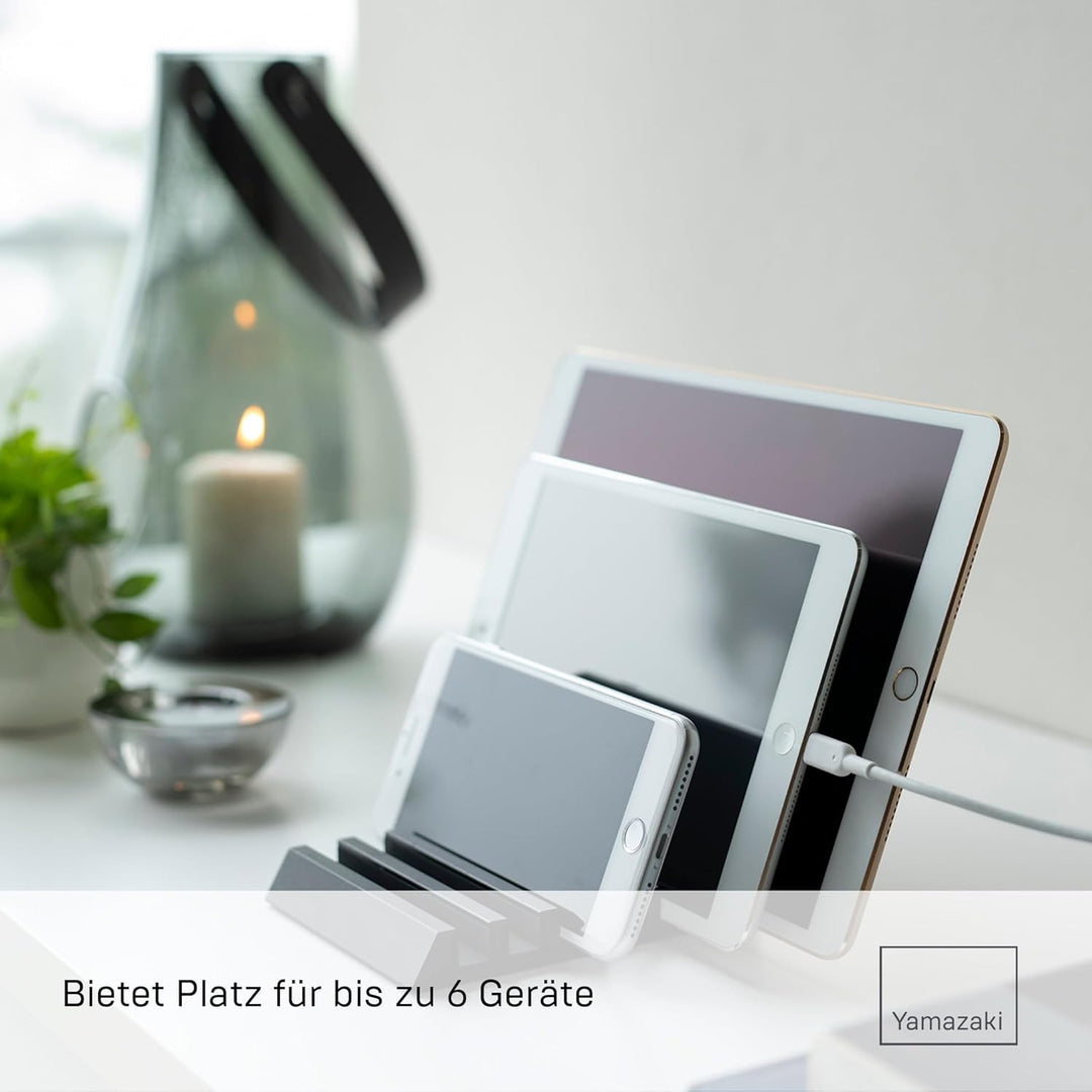 Yamazaki 5275 Tower Tablet- & Smartphone-Ständer, schwarz, Aluminium/Silikon, Minimalistisches Desig