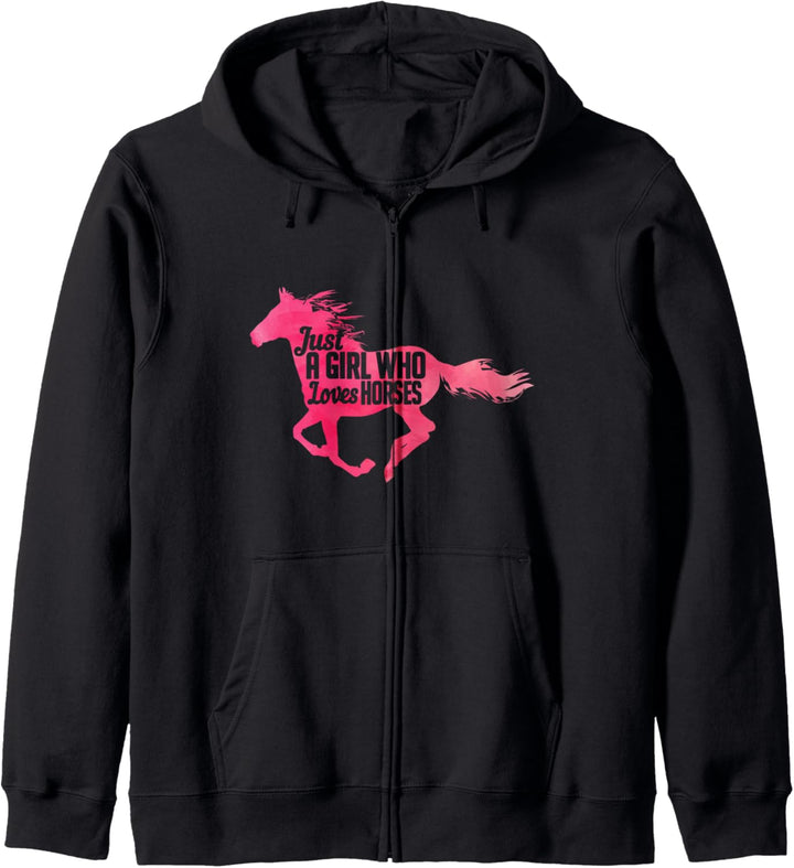 Just A Girl Who Loves Horses Cute Watercolor Equestrian Kapuzenjacke