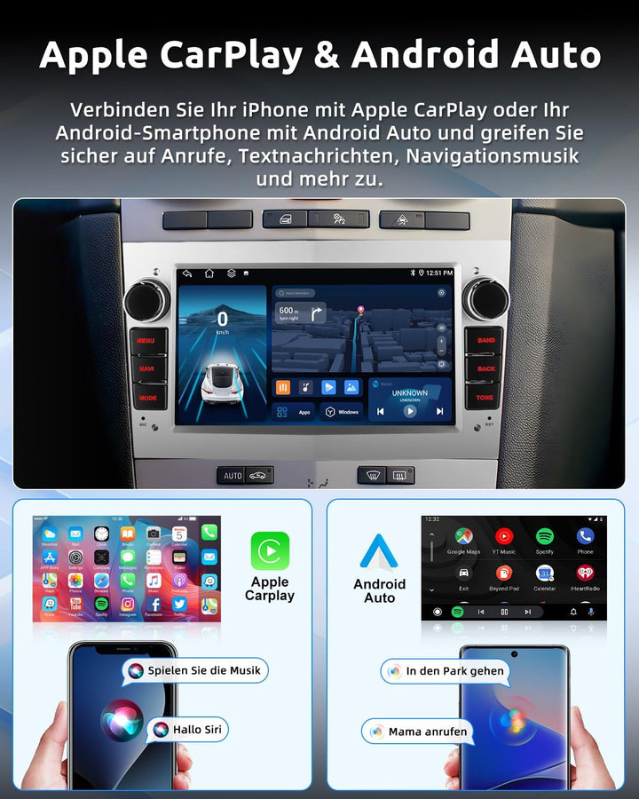 ESSGOO 2+64G Wireless Autoradio Android 14 mit Carplay und Android Auto Für Opel Astra H Corsa C/D V