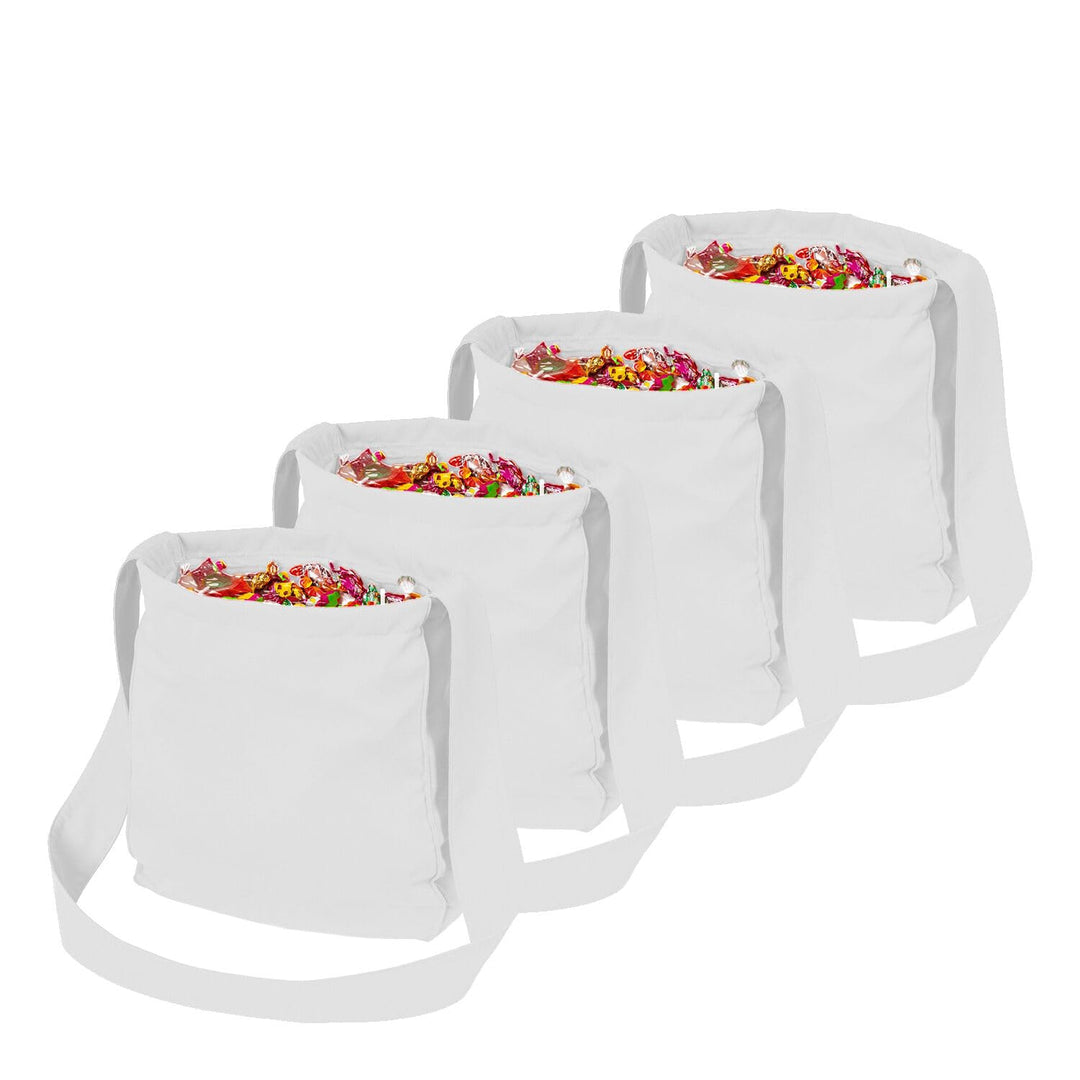 PARTY DISCOUNT NEU Sparpack Wurfbeutel weiss mit Futterstoff, 36x34cm, 71cm Träger, mit 2 Staufächer