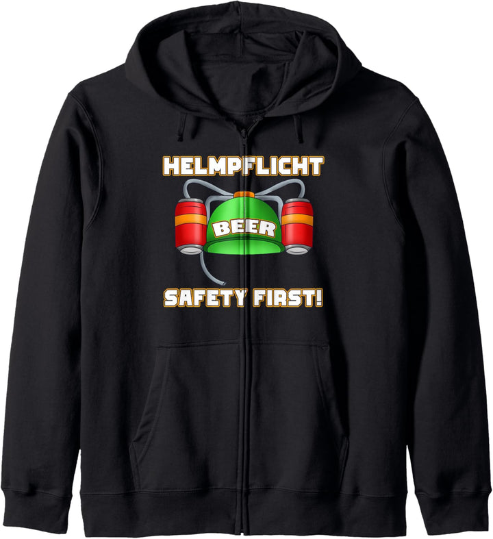 Lustiges Bierhelm Helmpflicht Tee Saftey First Kapuzenjacke