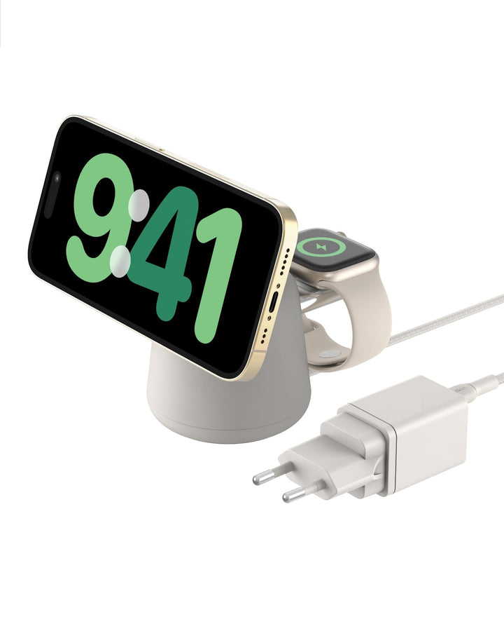 Belkin BoostCharge Pro Kabellose 2-in-1-Ladestation mit Qi2, 15W, MagSafe-Kompatibles Ladegerät für