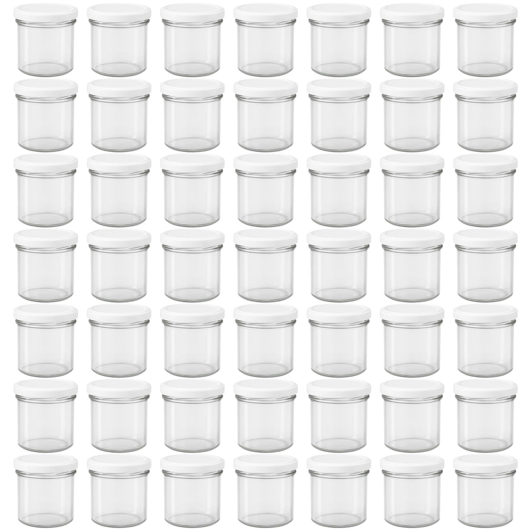 Vitrea 50x Marmeladengläser 125 ml - mit Deckel Weiss TO 66 - Einmachgläser zum befüllen mit Schraub