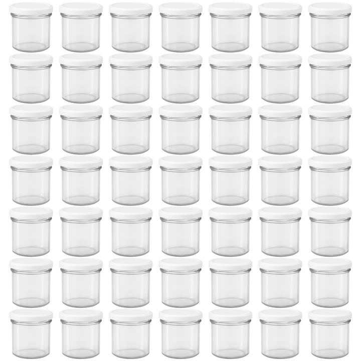 Vitrea 50x Marmeladengläser 125 ml - mit Deckel Weiss TO 66 - Einmachgläser zum befüllen mit Schraub