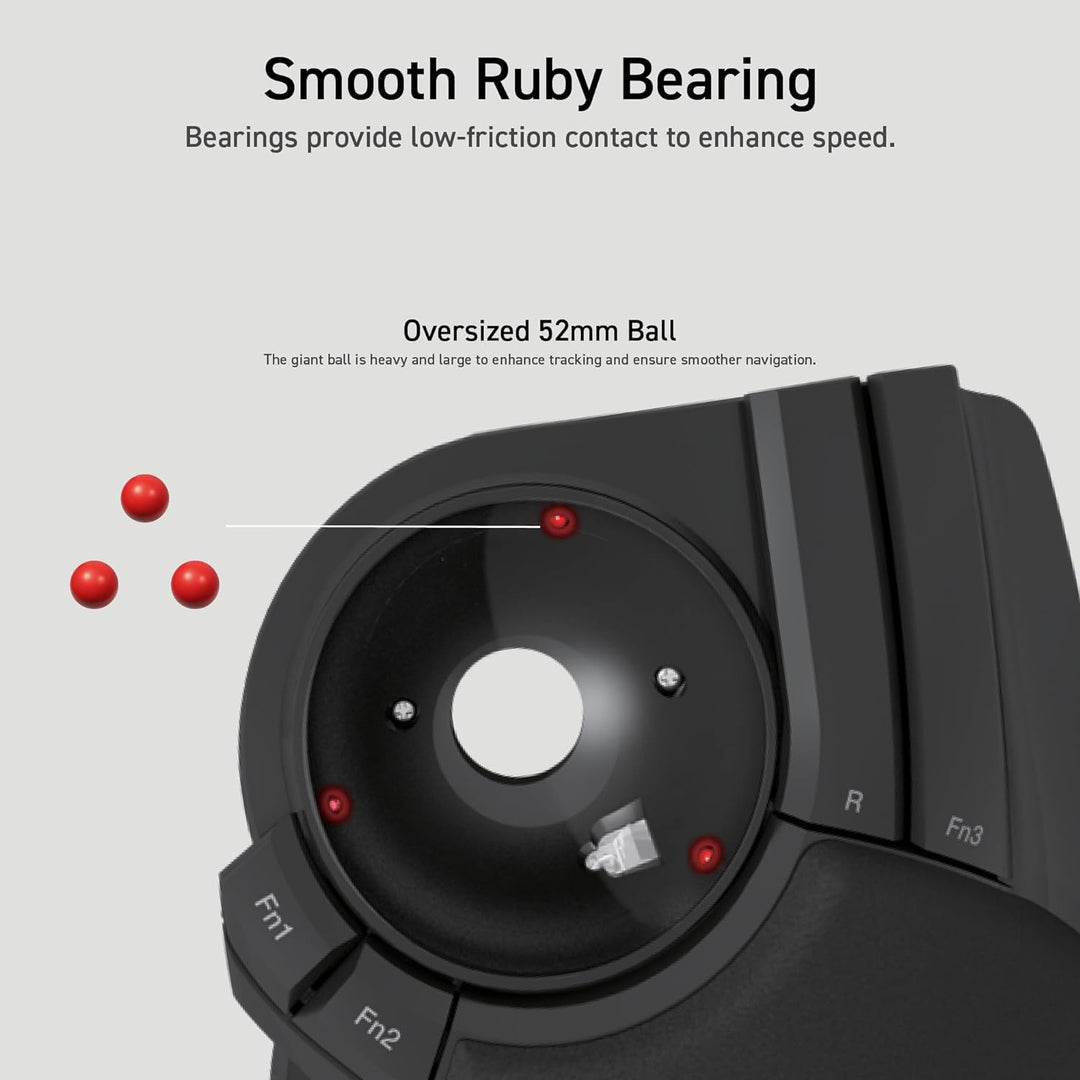 ELECOM 2,4 GHz kabellose Fingerbedienung, grosse Trackball-Maus, 8-Tasten-Funktion mit glatter Track