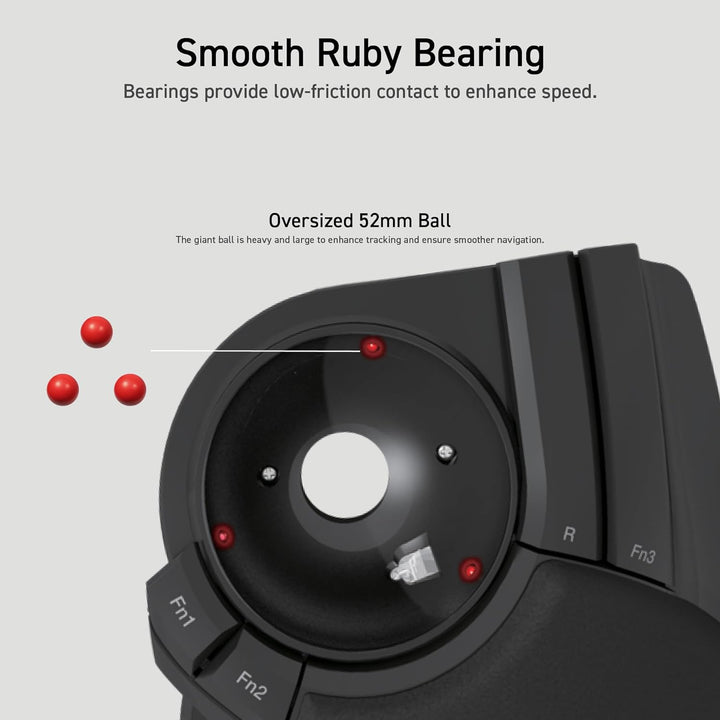 ELECOM 2,4 GHz kabellose Fingerbedienung, grosse Trackball-Maus, 8-Tasten-Funktion mit glatter Track