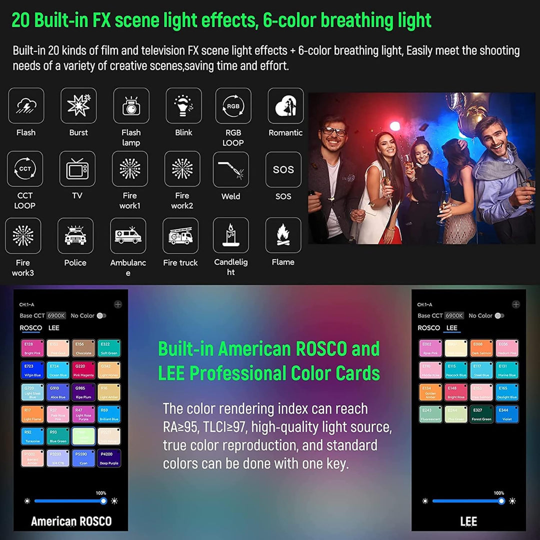 Weeylite S03 RGB Videoleuchte,Bluetooth APP Kontrolle Mini LED Videolicht mit Eingebautem Akku,Fotog