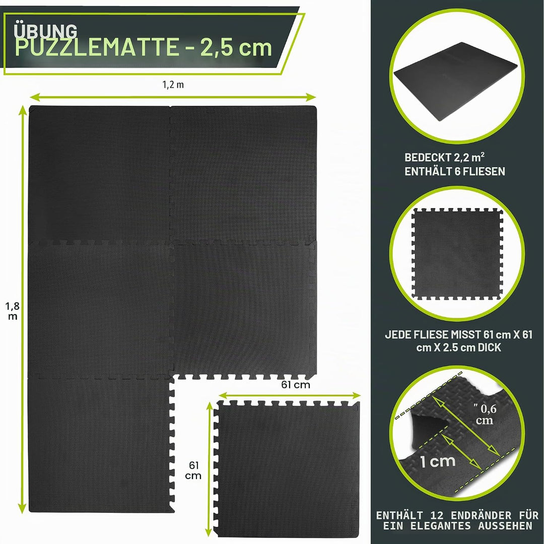 ProsourceFit Extra Thick Puzzle Exercise Mat 1”, EVA Foam Interlocking Tiles for Protective, Cushion