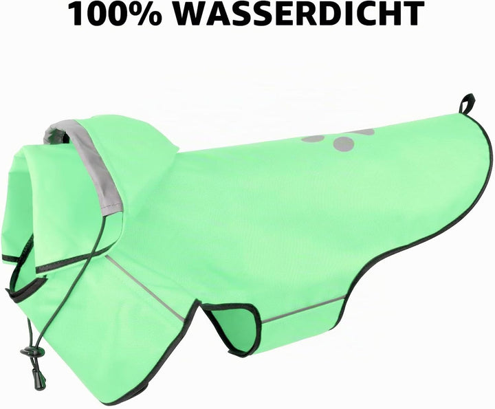 BiPawTi Verstellbar Regenmantel Hund Wasserdicht – Hunde-Regenjacke Reflektierenden Kapuze mit Verst
