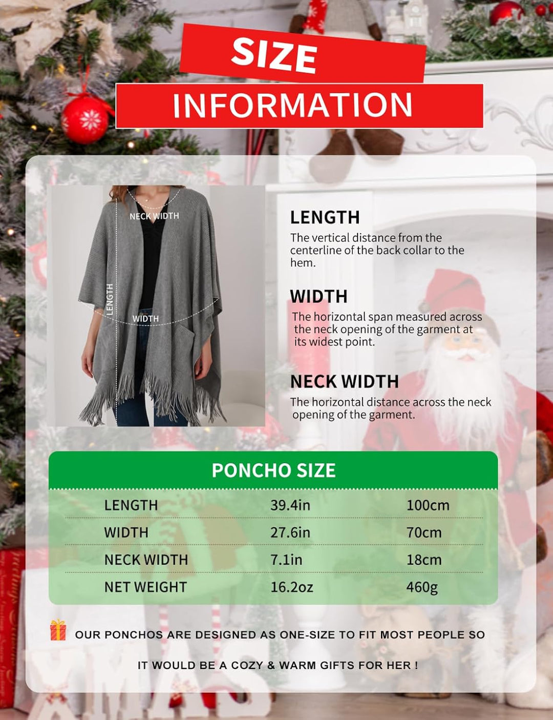 Ferand Damen Poncho Locker sitzender Cape Schal mit offener Vorderseite für Herbst und Winter Khaki,