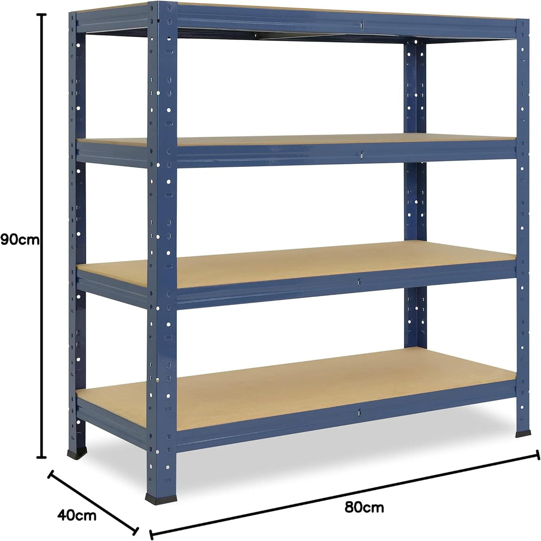 shelfplaza® 90x80x40cm Home Schwerlastregal blau/Metallregal mit 4 Böden/Kellerregal Metall, Garagen