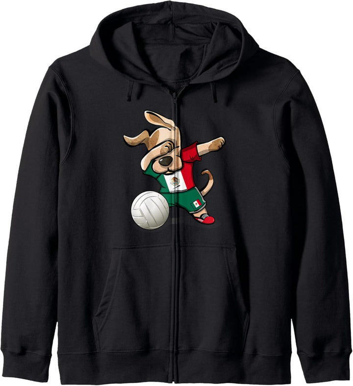 Tupfender Hund Mexiko Volleyball Mexikanische Flagge Sport Kapuzenjacke