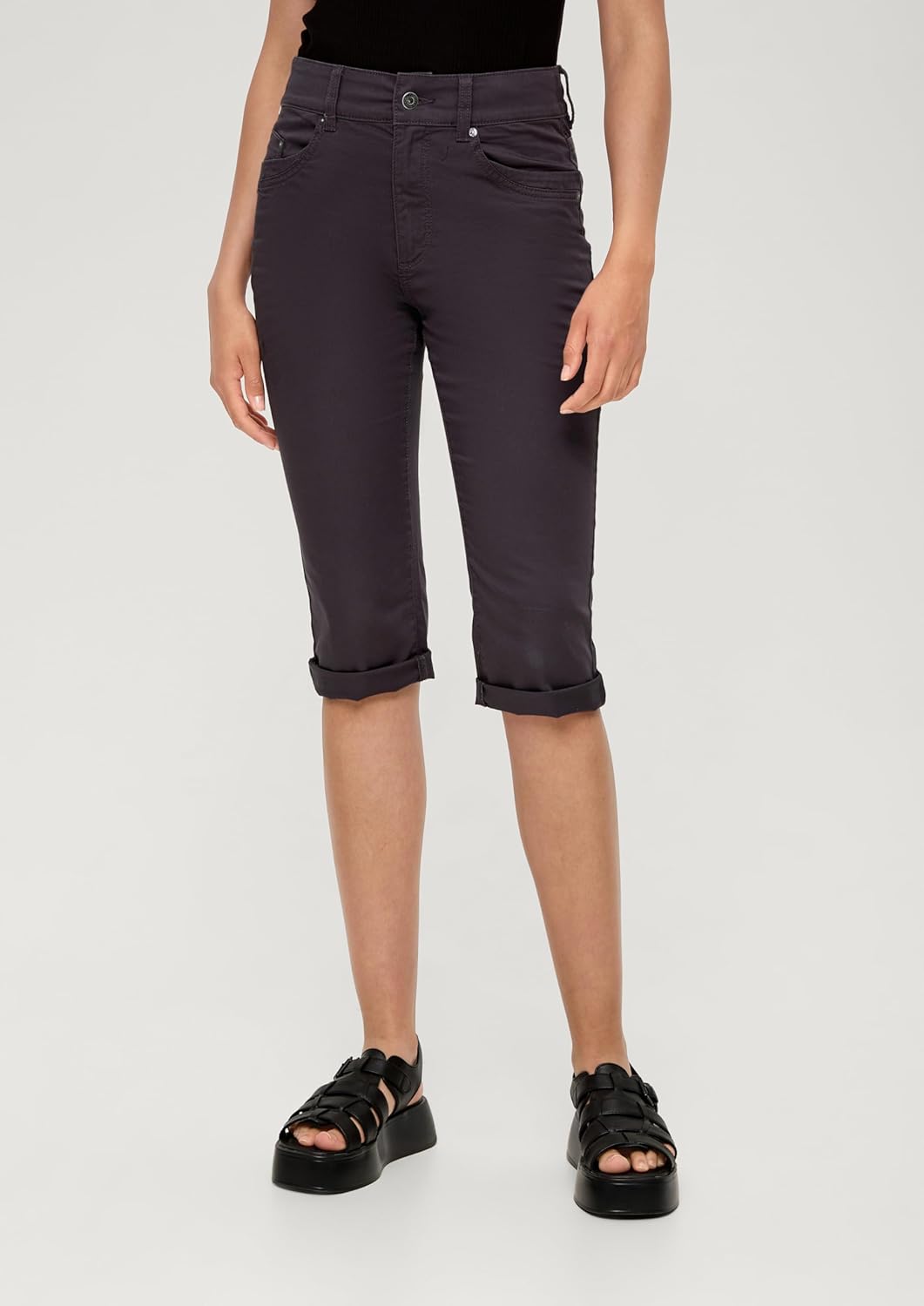s.Oliver Damen Capri, Slim Fit 32 Grau, 32 Grau