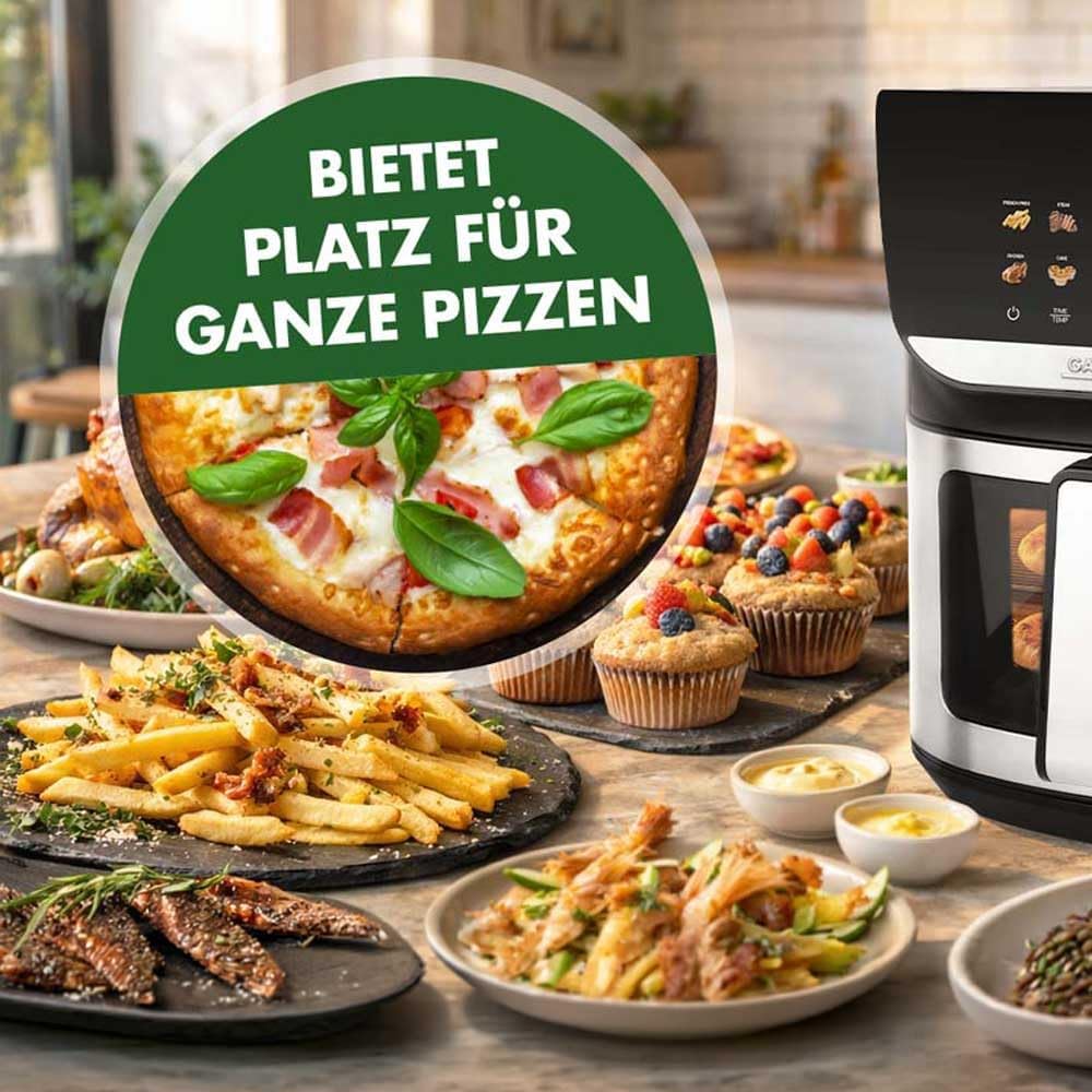 Heissluftfritteuse XXL 8L Familie, Multi Airfryer &amp; Mini Backofen 2000W mit 10 Automatikprogrammen,