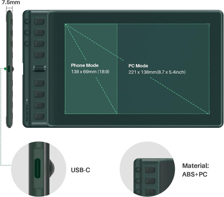 HUION Inspiroy 2 Medium Zeichen-Tablet mit Scrollrad, 8 individuellen Tasten, batteriebetriebenem Ei