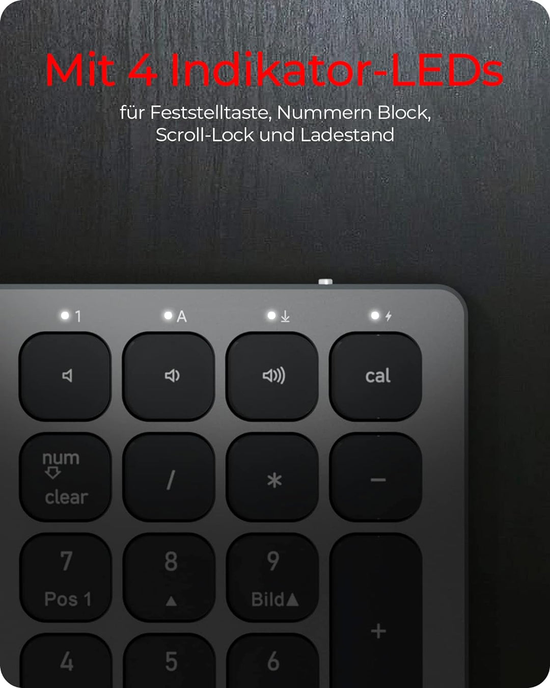 KeySonic Kabellose Bluetooth-Tastatur für Windows/MacOS/Android, Deutsches QWERTZ-Layout, Schwarz