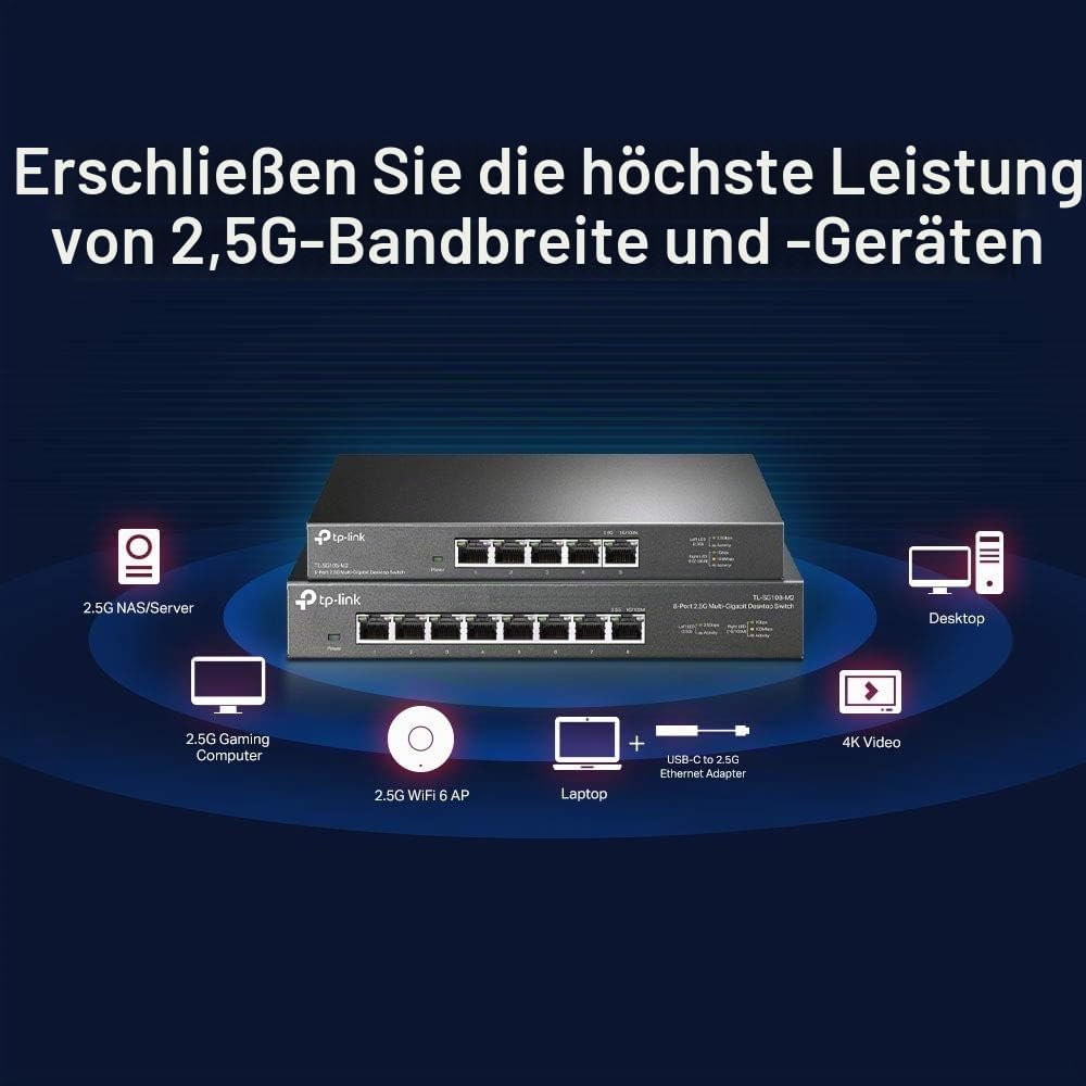 TP-Link TL-SG105-M2 5× 2.5-Gigabit ports Ethernet LAN Switch(Plug-and-Play,Metallgehäuse, QoS, IGMP-