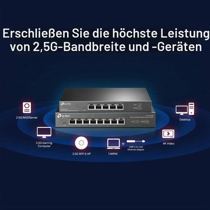 TP-Link TL-SG105-M2 5× 2.5-Gigabit ports Ethernet LAN Switch(Plug-and-Play,Metallgehäuse, QoS, IGMP-