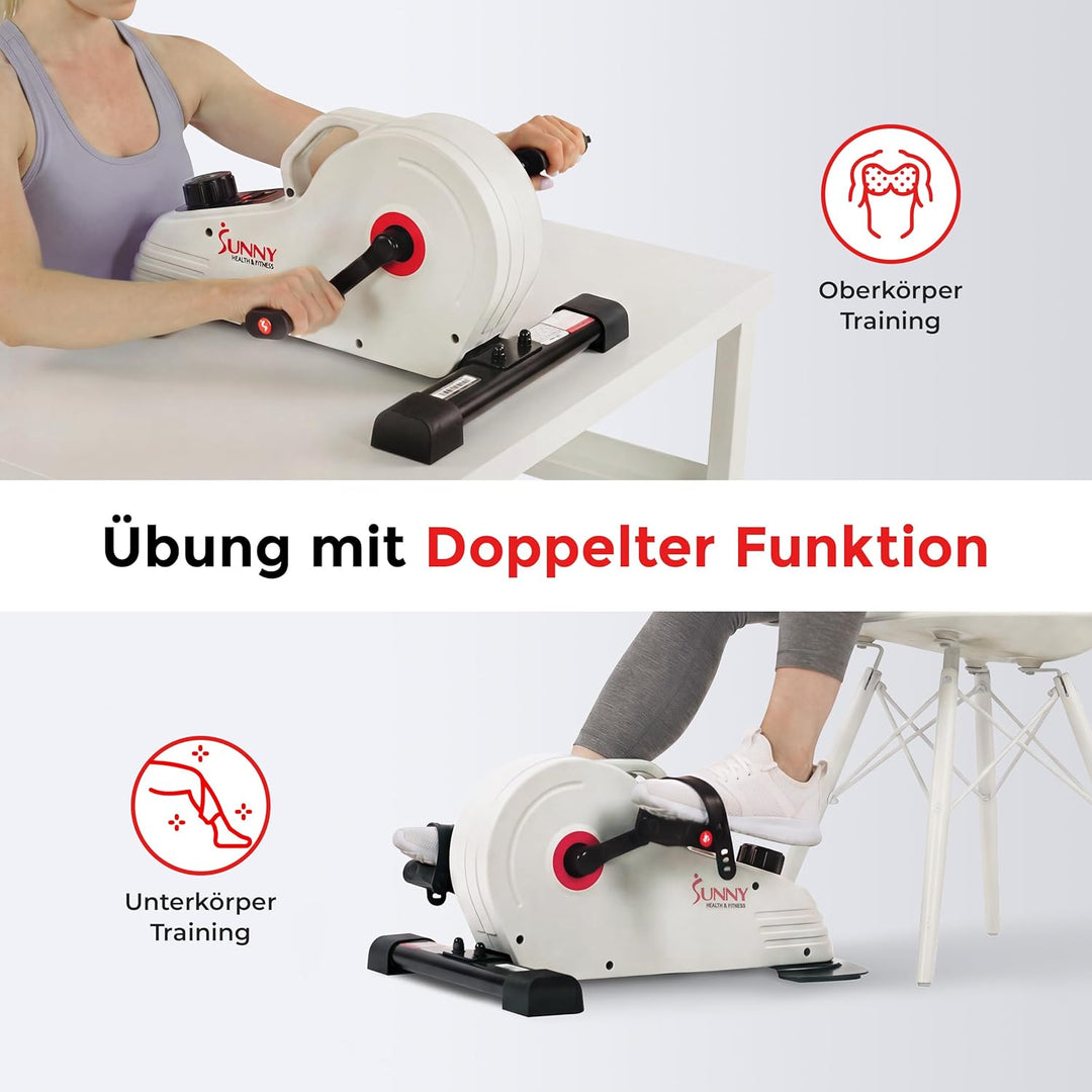 Sunny Health &amp; Fitness Smart-Heimtrainer, Untertisch-Mini-Pedaltrainer mit Doppelfunktion für Senior