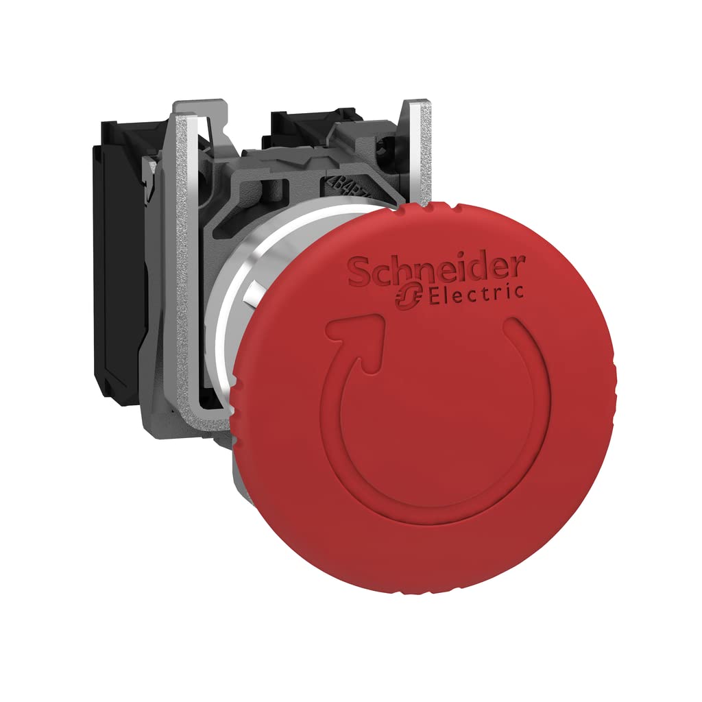 Schneider Electric | XB4BS8444 - Not-Aus Taster, Pilztaster rastend, 600V, Drehentriegelung, 2Ö Zum