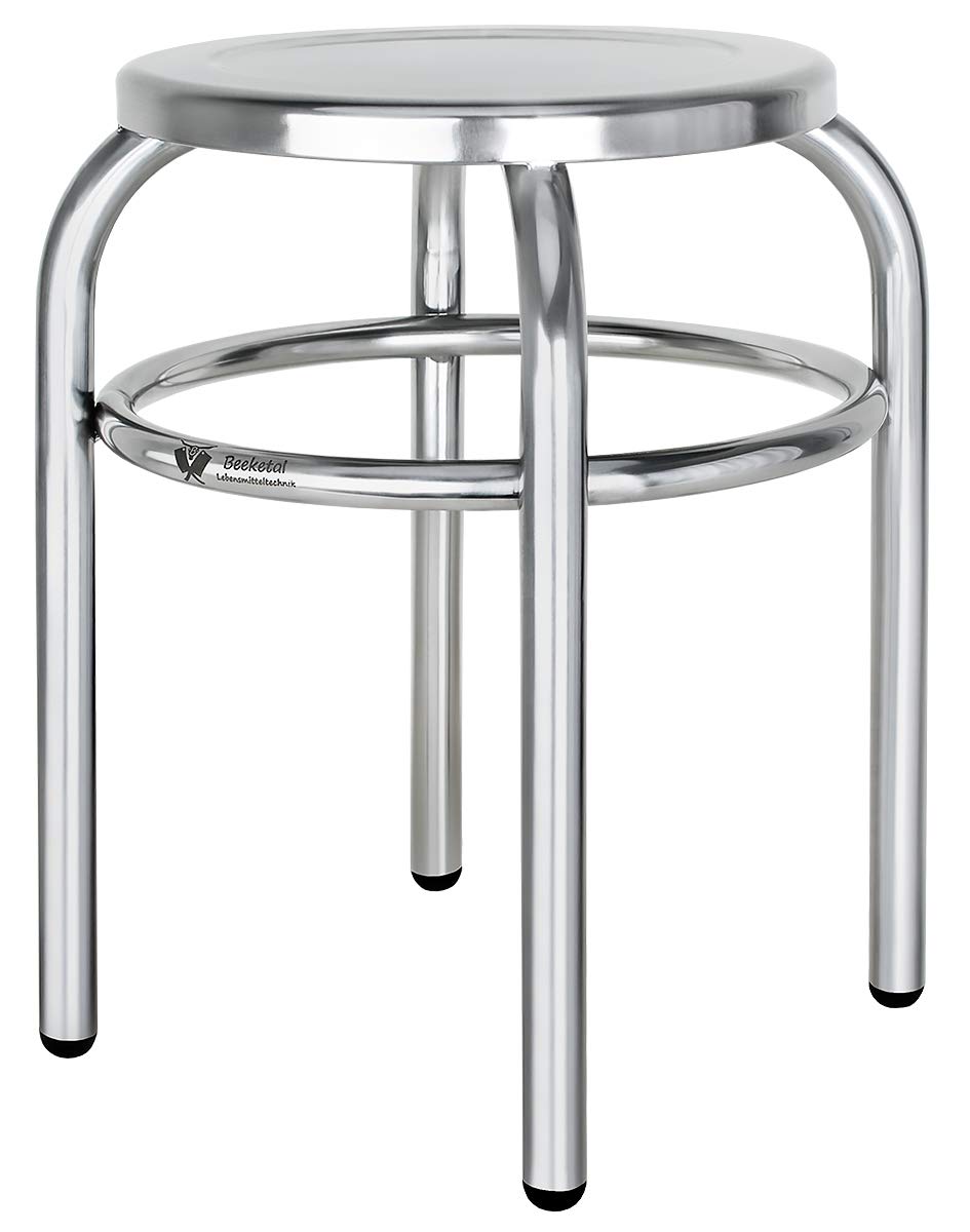 Beeketal 'BEH-30' Hocker aus Edelstahl mit Ø 29 cm Sitzfläche, ca. 1,5 kg, (L/B/H): ca. 370 x 370 x