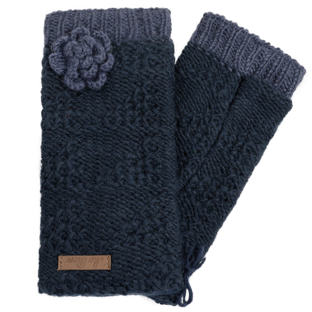 McRon Damen Gestrickte Pulswärmer Modell Lana Blau, Blau