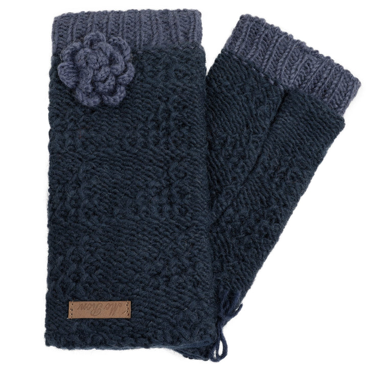 McRon Damen Gestrickte Pulswärmer Modell Lana Blau, Blau