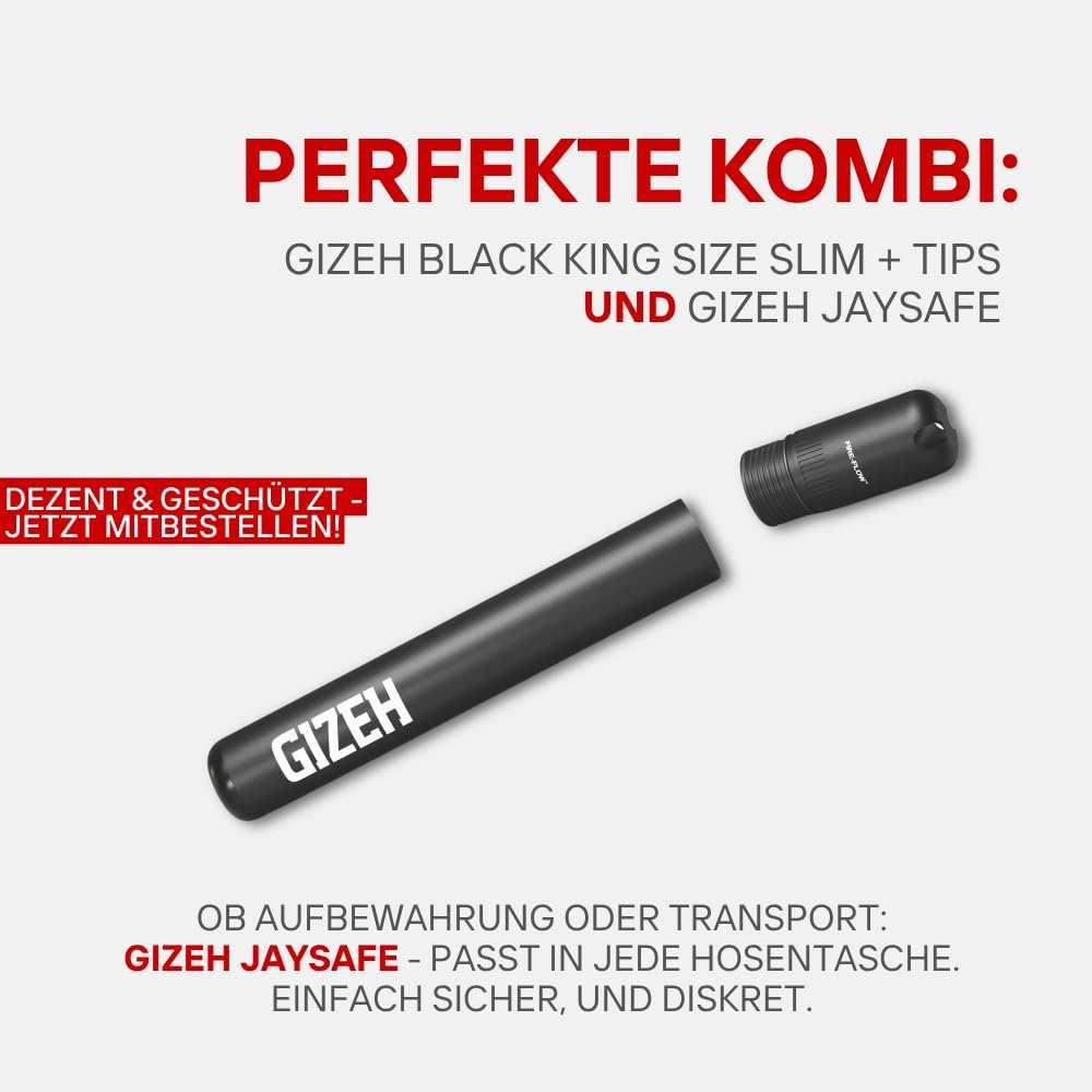 GIZEH BLACK King Size Slim Blättchen zum Selbstdrehen - Packung mit Magnetverschluss, recyclebar - 2