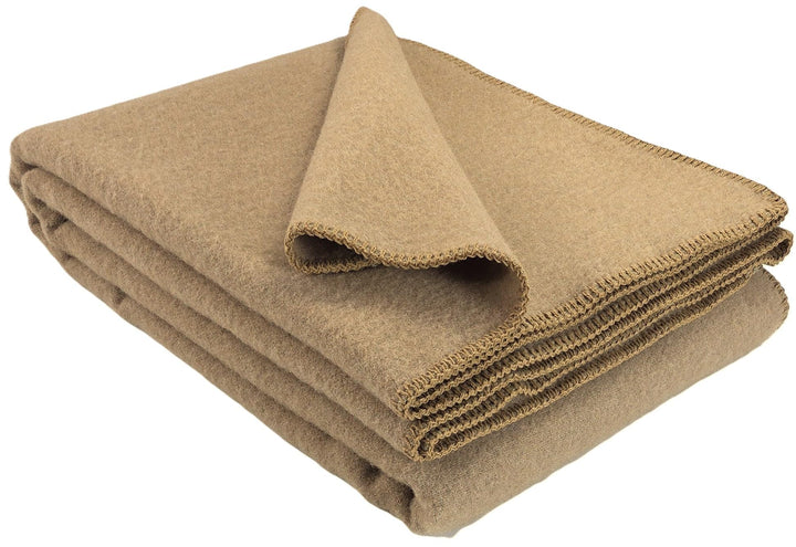Wohndecke Wolldecke 100% Schurwolle 150 x 200 cm Tagesdecke Schurwolldecke Plaid Selva Beige-Beige (